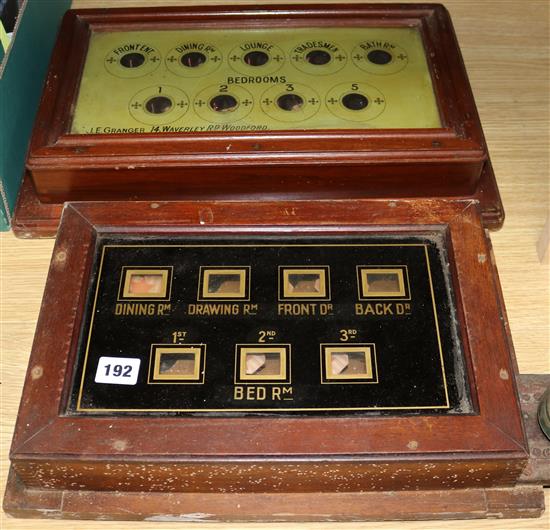 Two Victorian servant call boards, one with a bell